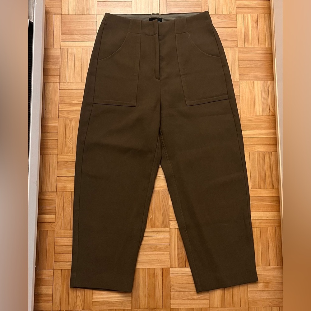 Frank & Oak Olive Green Alice Straight Leg Crop